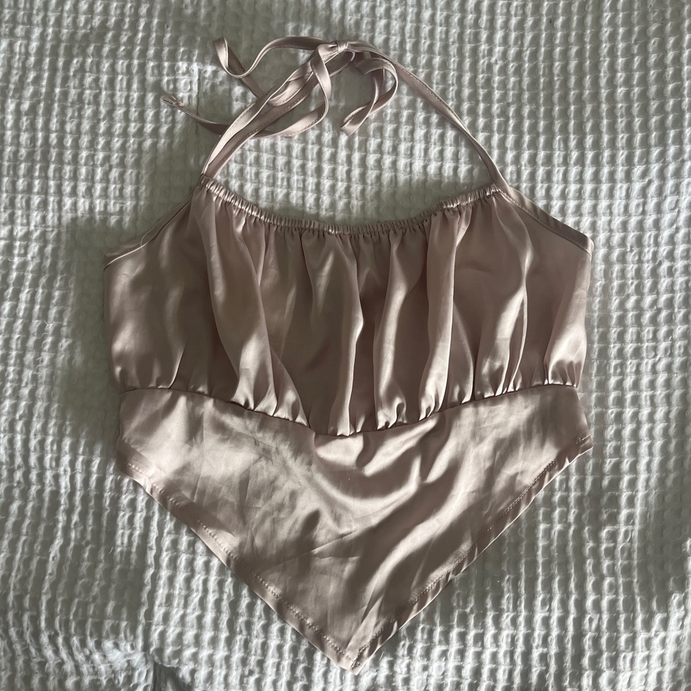 Shein Ruched Tie Back Halter Top